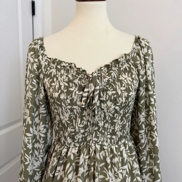 Moon River Floral Green Dress Cottage Prarie - Picture 2 of 13